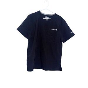 Maevn Mens Momentum Scrub Top Black Adventist Health Logo MD 100% Polyester